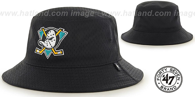 Mighty Ducks 'BACKBOARD JERSEY BUCKET' Black Hat by Twins 47 Brand