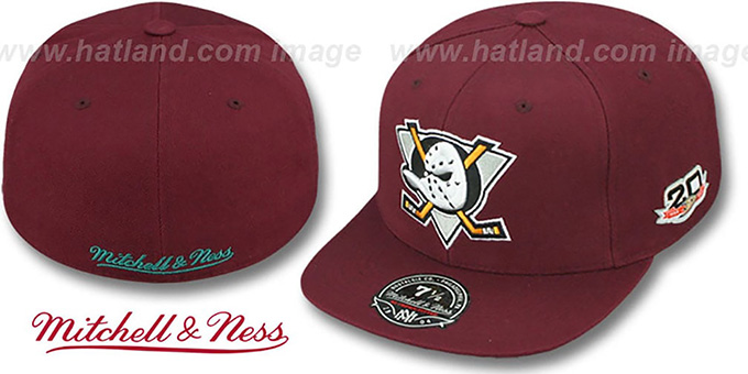 Mighty Ducks 'VINTAGE CLASSIC' Plum Fitted Hat by Mitchell and Ness