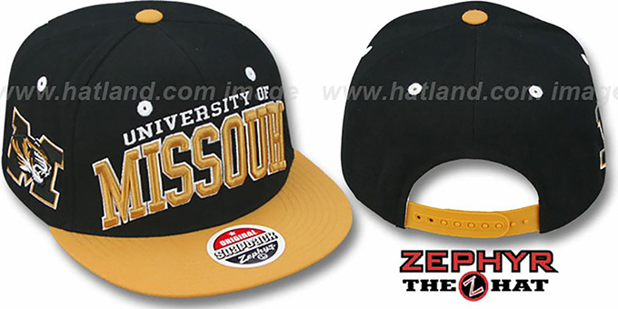 Missouri '2T SUPER-ARCH SNAPBACK' Black-Gold Hat by Zephyr