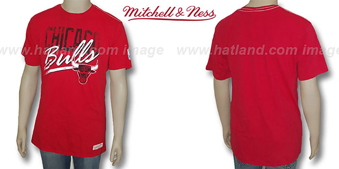 Mitchell and Ness Bulls 'Fan Vintage' Red T-Shirt