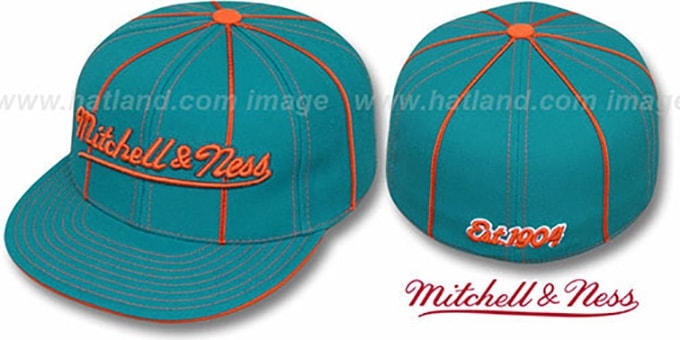 Mitchell and Ness 'CONTRAST PIPING' Aqua Fitted Hat