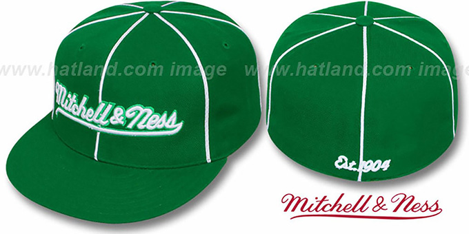 Mitchell and Ness 'PIPING' Green-White Fitted Hat