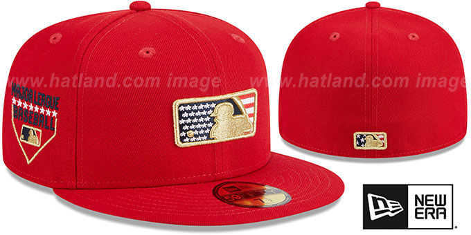 MLB Umpire 2023 'JULY 4TH STARS N STRIPES' Red Fitted Hat by New Era