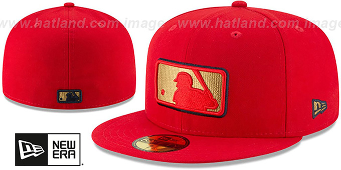 MLB Umpire 'GOLD METALLIC STOPPER' Red Fitted Hat by New Era