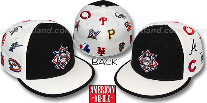 National League 'ALL-OVER' Fitted Hat - Black-White