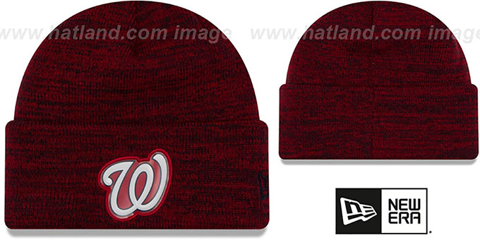 Nationals 'BEVEL' Red-Navy Knit Beanie Hat by New Era