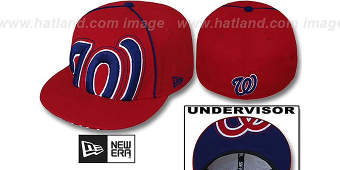 Nationals 'BIG-UNDER' Red Fitted Hat by New Era