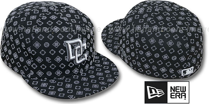 Nationals 'D-LUX ALL-OVER' Black-Grey Fitted Hat by New Era