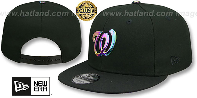 Nationals IRIDESCENT 'METAL-BADGE SNAPBACK' Black Hat by New Era