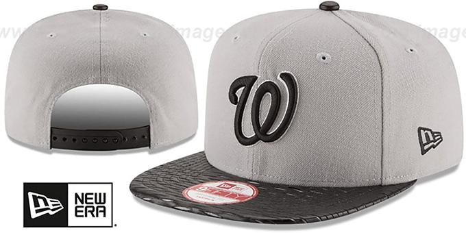 Nationals 'LEATHER-RIP SNAPBACK' Grey-Black Hat by New Era