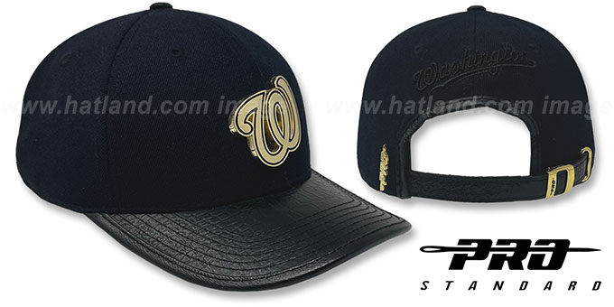 Nationals LOW-PRO 'GOLD METAL BADGE STRAPBACK' Black Hat by Pro Standard