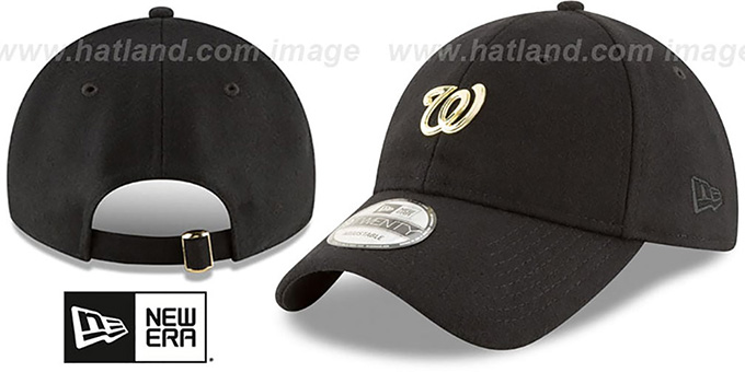 Nationals 'MINI GOLD METAL-BADGE STRAPBACK' Black Hat by New Era