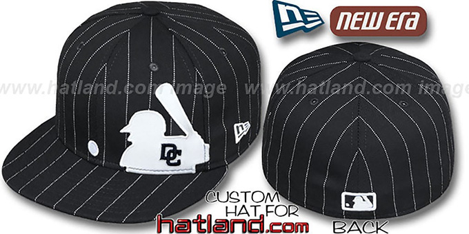 Nationals 'MLB SILHOUETTE PINSTRIPE' Black-White Fitted Hat by New Era