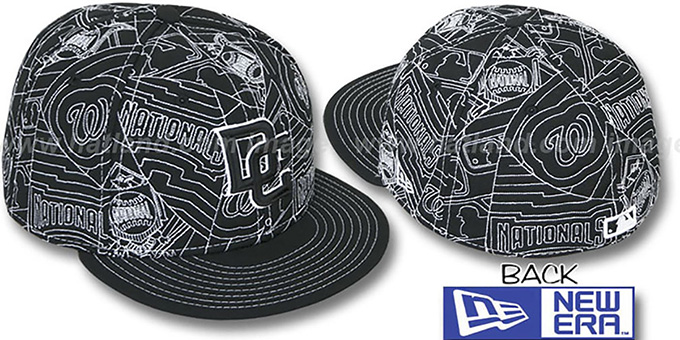 Nationals 'PUFFY REMIX' Black-White Fitted Hat by New Era