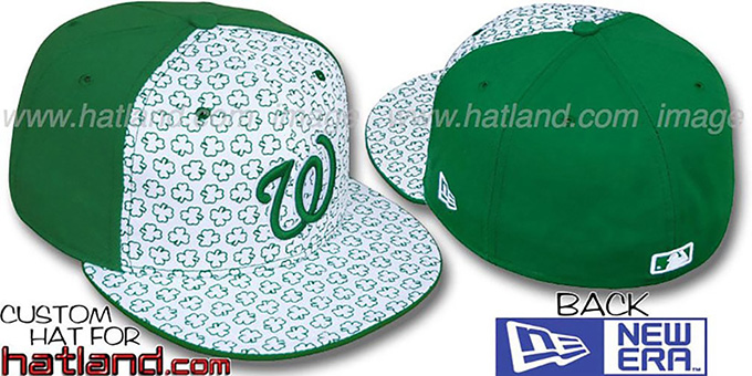 Nationals 'ST PATS FLOCKING' PINWHEEL White-Kelly Fitted Hat by New Era