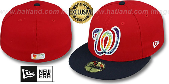 Nationals 'TYE-DYE INSIDER' Red-Navy Fitted Hat by New Era