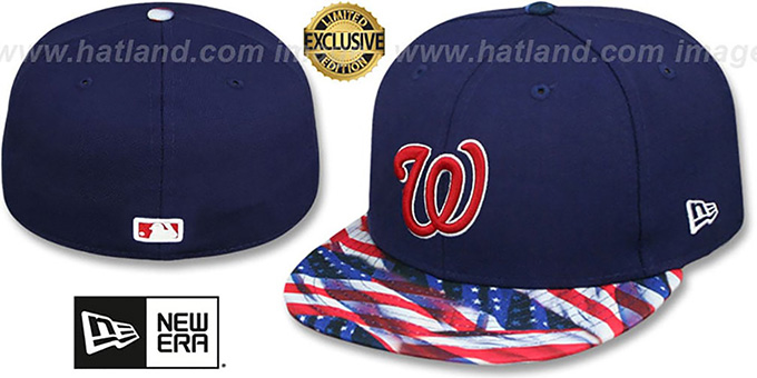 Nationals 'USA WAVING-FLAG' Navy Fitted Hat by New Era