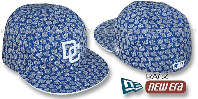 Nationals W 'ALL-OVER FLOCKING' Royal-White Fitted Hat by New Era