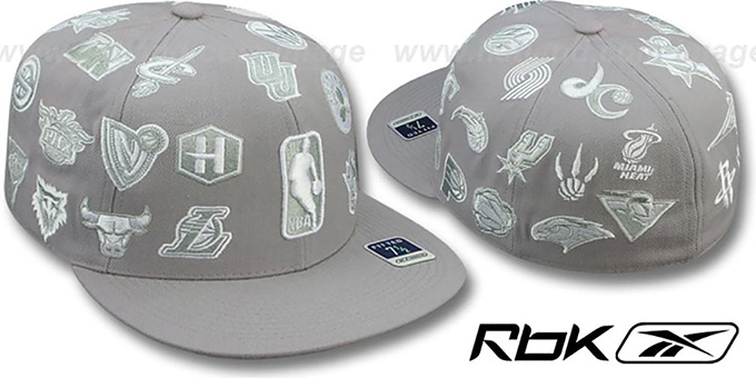 NBA 'THROWBACK ALL-OVER' Grey Fitted Hat by Reebok