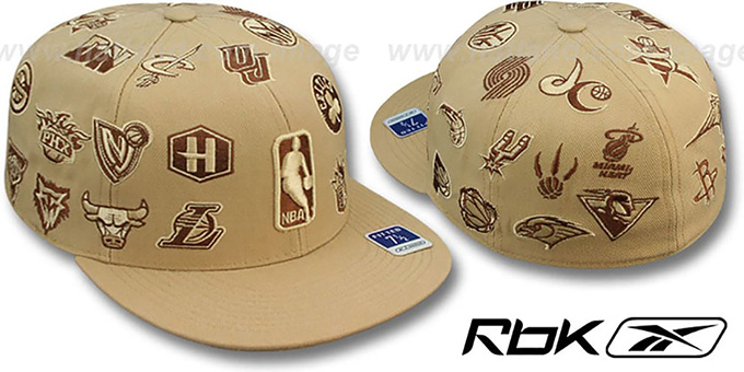 NBA 'THROWBACK ALL-OVER' Tan Fitted Hat by Reebok