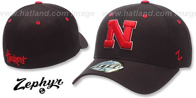 Nebraska 'DH' Black Fitted Hat by ZEPHYR