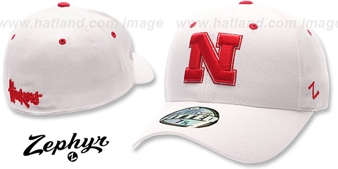 Nebraska 'DH' White Fitted Hat by ZEPHYR