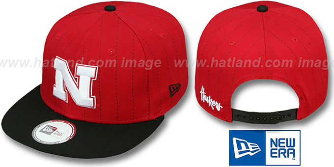 Nebraska 'TEAM-BASIC PINSTRIPE SNAPBACK' Red-Black Hat by New Era