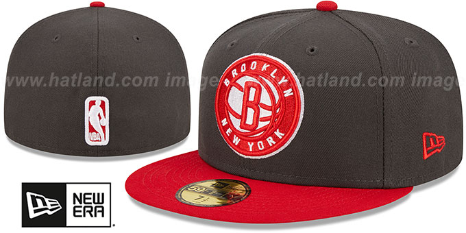 Nets '2T COLOR PACK' Charcoal-Red Fitted Hat by New Era