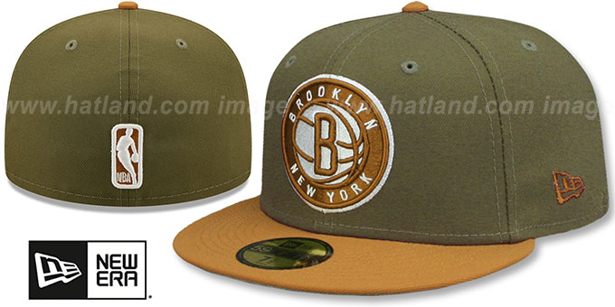 Nets '2T COLOR PACK' Olive-Tan Fitted Hat by New Era