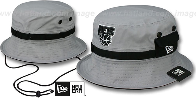 Nets 'ADVENTURE' Grey Bucket Hat by New Era