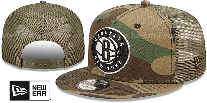 Nets 'ARMY CAMO TRUCKER' Hat by New Era