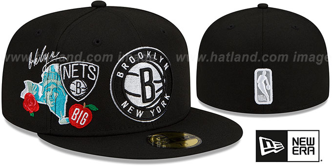 Nets 'CITY CLUSTER' Black Fitted Hat by New Era