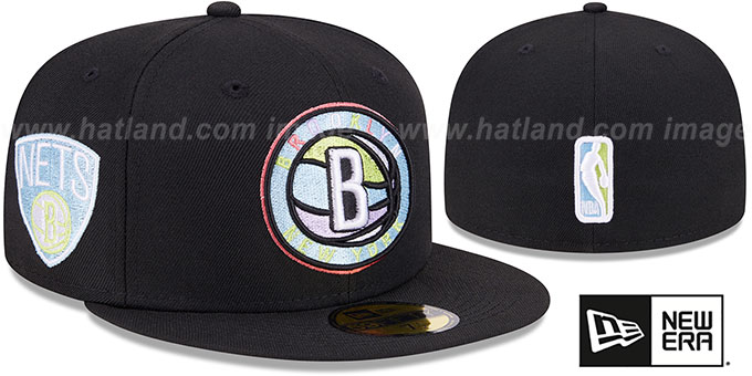 Nets 'COLOR PACK SIDE-PATCH' Black Fitted Hat by New Era