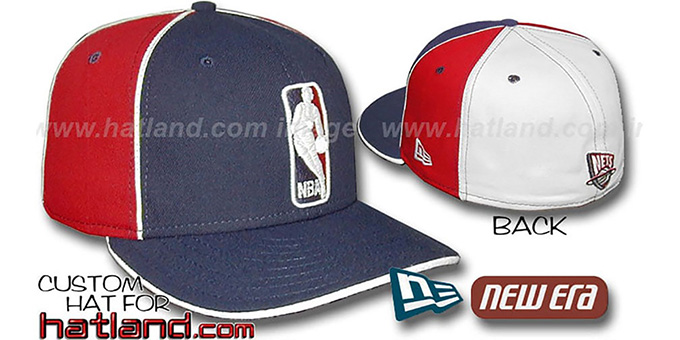 Nets 'LOGOMAN-2' Navy-Red-White Fitted Hat by New Era