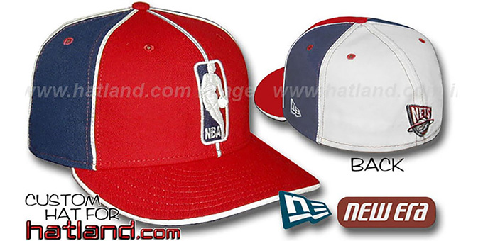 Nets 'LOGOMAN-3' Red-Navy-White Fitted Hat by New Era