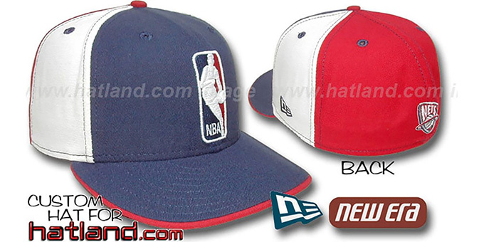 Nets 'LOGOMAN' Navy-White-Red Fitted Hat by New Era