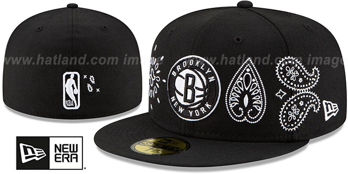 Nets 'PAISLEY ELEMENTS' Black Fitted Hat by New Era