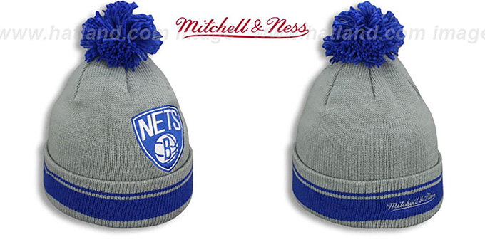 Nets 'XL-LOGO BEANIE' Grey-Royal by Mitchell and Ness