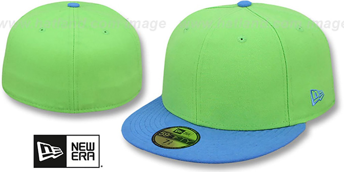 New Era '59FIFTY-BLANK' 2T Lime-Blue Fitted Hat