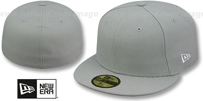 New Era '59FIFTY-BLANK' Solid Light Grey Fitted Hat