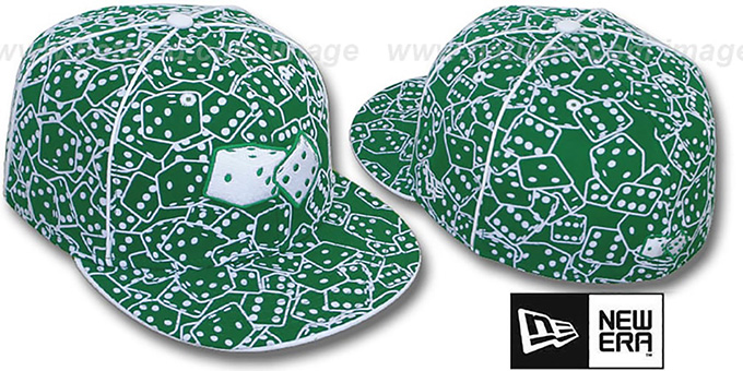 New Era 'FLOCKED DICE' Kelly-White Fitted Hat