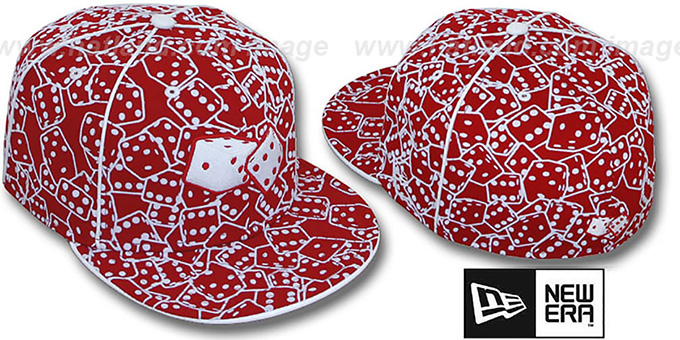 New Era 'FLOCKED DICE' Red-White Fitted Hat