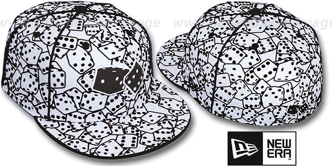 New Era 'FLOCKED DICE' White-Black Fitted Hat