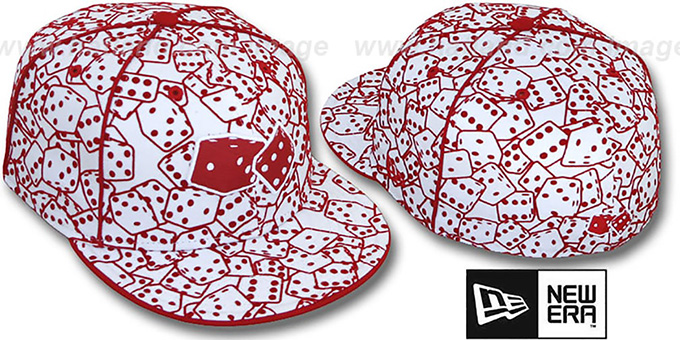 New Era 'FLOCKED DICE' White-Red Fitted Hat