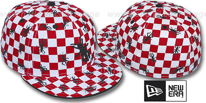 New Era 'GRASSHOPPER CHECKERS' White-Red Fitted Hat