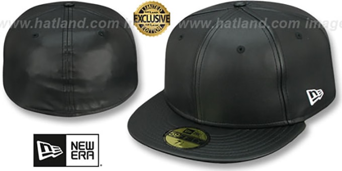 New Era 'LEATHER BLANK' Black Fitted Hat