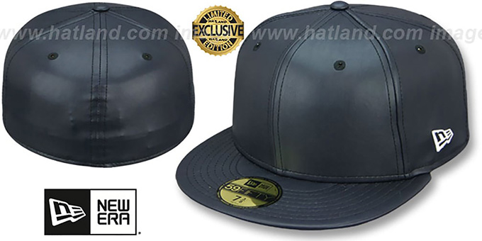 New Era 'LEATHER BLANK' Navy Fitted Hat