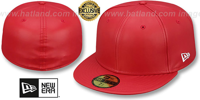 New Era 'LEATHER BLANK' Red Fitted Hat