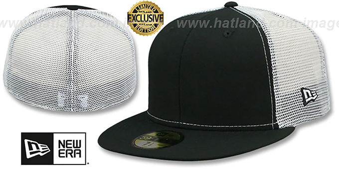 New Era 'MESH-BACK 59FIFTY-BLANK' Black-White Fitted Hat