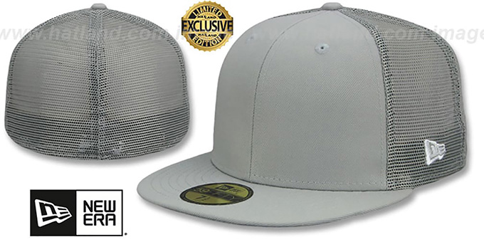 New Era 'MESH-BACK 59FIFTY-BLANK' Grey-Grey Fitted Hat